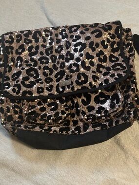 Justice Sequin Leopard Backpack - Black and Gold